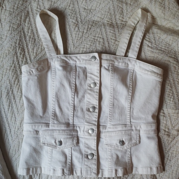 Button Up White Tank - Picture 2 of 3